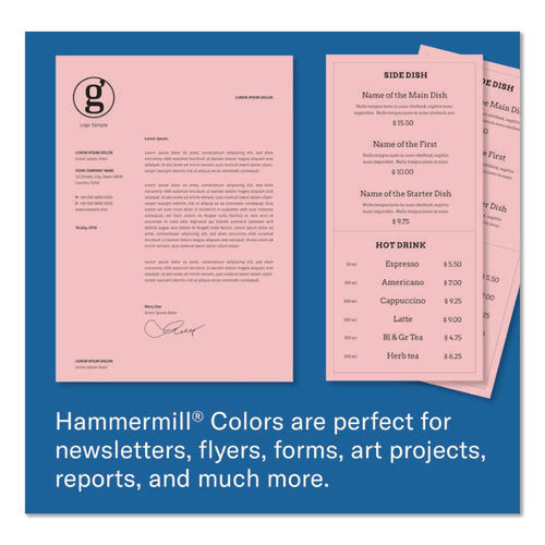 Image of Hammermill® Fore Multipurpose Print Paper, 20 lb Bond Weight, 8.5 x 14, Pink, 500/Ream