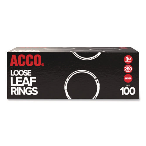 Image of ACCO Metal Book Rings, 1.5" Diameter, 100/Box