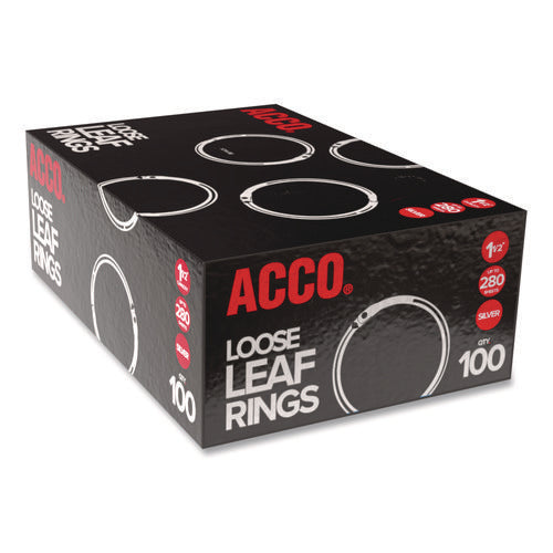 Image of ACCO Metal Book Rings, 1.5" Diameter, 100/Box