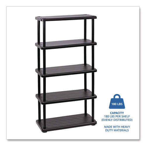 Image of Iceberg Rough n Ready Open Storage System, Five-Shelf, Blow-Molded HDPE, 36w x 18d x 74h, Black