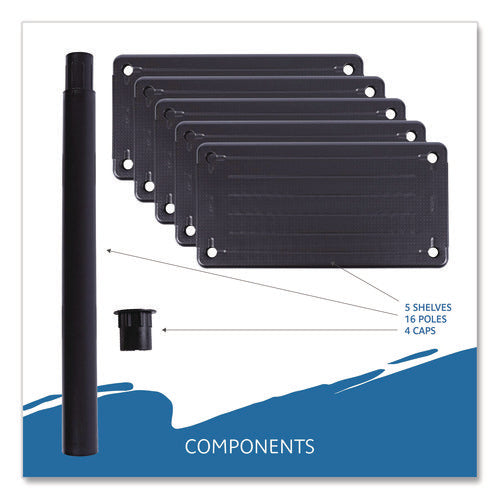 Image of Iceberg Rough n Ready Open Storage System, Five-Shelf, Blow-Molded HDPE, 36w x 18d x 74h, Black