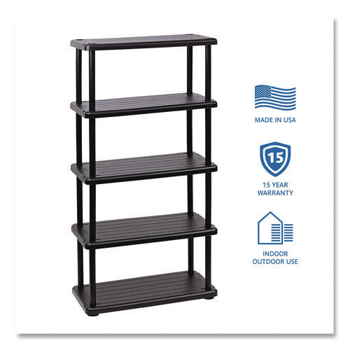 Image of Iceberg Rough n Ready Open Storage System, Five-Shelf, Blow-Molded HDPE, 36w x 18d x 74h, Black
