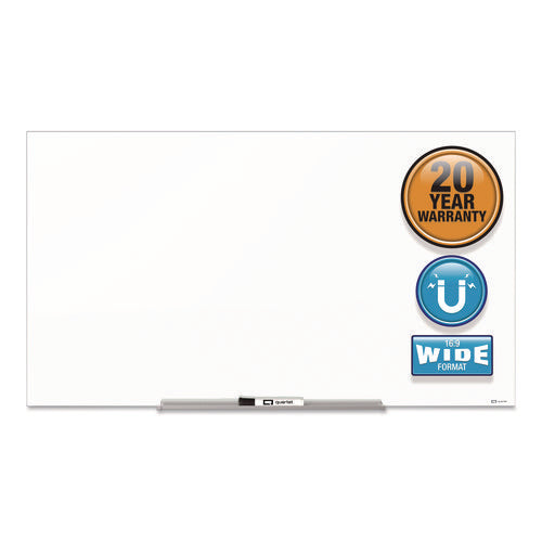 Image of Quartet® InvisaMount Magnetic Glass Marker Board, 74" x 42", White Surface