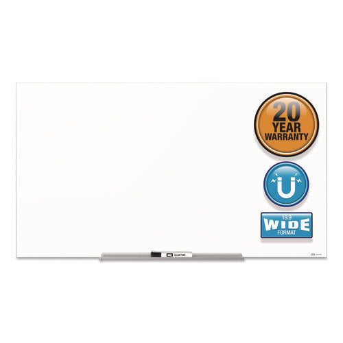 Image of Quartet® InvisaMount Magnetic Glass Marker Board, 85" x 48", White Surface