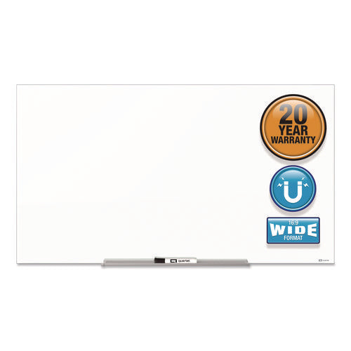 Image of Quartet® InvisaMount Magnetic Glass Marker Board, 50" x 28", White Surface
