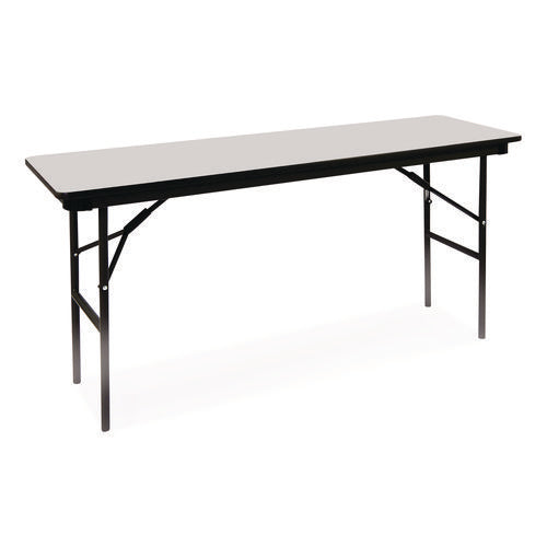 Image of Iceberg OfficeWorks Commercial Wood-Laminate Folding Table, Rectangular, 60" x 18" x 29", Gray Top, Charcoal Base