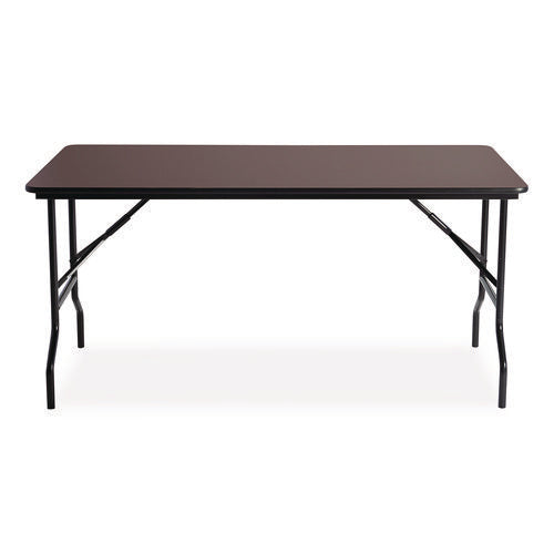Image of Iceberg OfficeWorks Classic Wood-Laminate Folding Table, Curved Legs, Rectangular, 60" x 30" x 29", Walnut