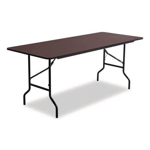 Image of Iceberg OfficeWorks Classic Wood-Laminate Folding Table, Curved Legs, Rectangular, 72" x 30" x 29", Walnut