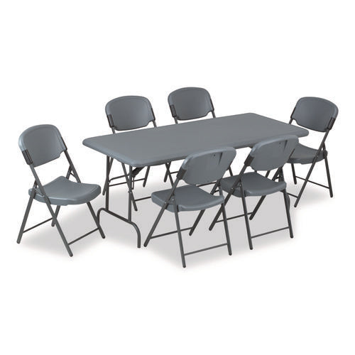 Image of Iceberg Rough n Ready Commercial Folding Chair, Supports Up to 350 lb, 15.25" Seat Height, Charcoal Seat, Charcoal Back, Silver Base