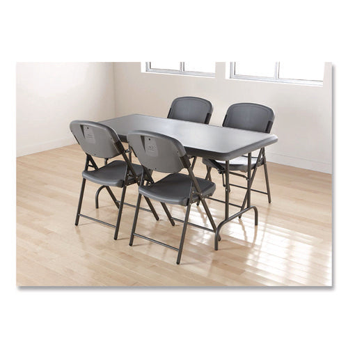 Image of Iceberg Rough n Ready Commercial Folding Chair, Supports Up to 350 lb, 15.25" Seat Height, Charcoal Seat, Charcoal Back, Silver Base