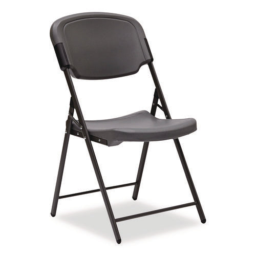 Image of Iceberg Rough n Ready Commercial Folding Chair, Supports Up to 350 lb, 15.25" Seat Height, Charcoal Seat, Charcoal Back, Silver Base