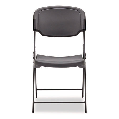 Image of Iceberg Rough n Ready Commercial Folding Chair, Supports Up to 350 lb, 15.25" Seat Height, Charcoal Seat, Charcoal Back, Silver Base
