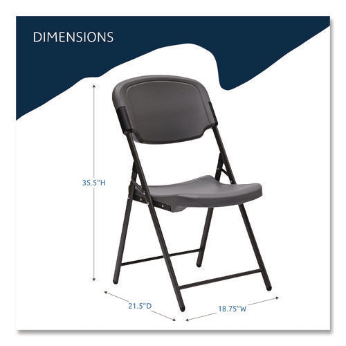 Image of Iceberg Rough n Ready Commercial Folding Chair, Supports Up to 350 lb, 15.25" Seat Height, Charcoal Seat, Charcoal Back, Silver Base