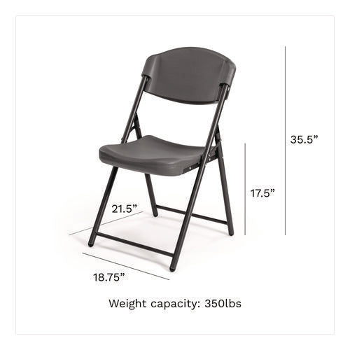 Image of Iceberg Rough n Ready Commercial Folding Chair, Supports Up to 350 lb, 18" Seat Height, Charcoal Seat/Back, Charcoal Base, 4/Pack