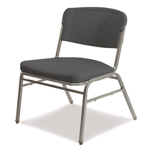 Image of Iceberg Rough n Ready Wide-Format Big and Tall Stack Chair, Supports 500 lb, 18.5" Seat Height, Charcoal Seat/Back, Silver Base, 4/CT