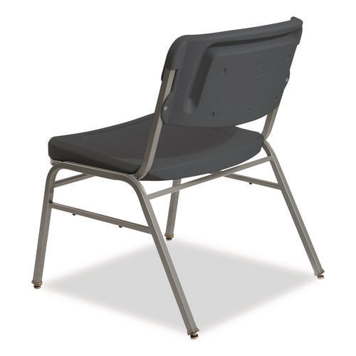 Image of Iceberg Rough n Ready Wide-Format Big and Tall Stack Chair, Supports 500 lb, 18.5" Seat Height, Charcoal Seat/Back, Silver Base, 4/CT