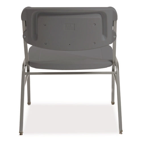 Image of Iceberg Rough n Ready Wide-Format Big and Tall Stack Chair, Supports 500 lb, 18.5" Seat Height, Charcoal Seat/Back, Silver Base, 4/CT