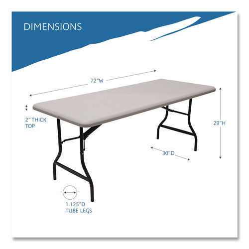 Image of Iceberg IndestrucTable Industrial Folding Table, Rectangular, 72" x 30" x 29", Platinum