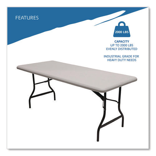 Image of Iceberg IndestrucTable Industrial Folding Table, Rectangular, 96" x 30" x 29", Platinum