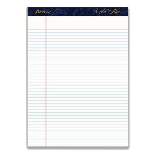 Image of Ampad® Gold Fibre Writing Pads, Narrow Rule, 50 White 8.5 X 11.75 Sheets, Dozen