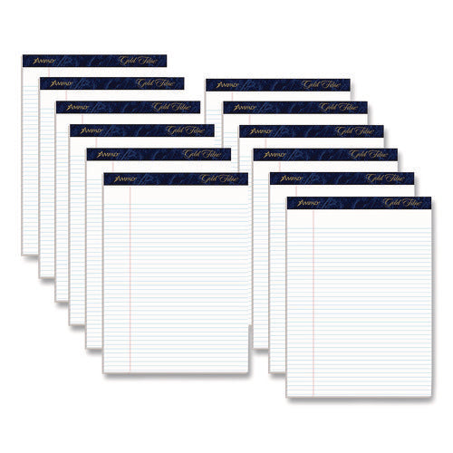 Image of Ampad® Gold Fibre Writing Pads, Narrow Rule, 50 White 8.5 X 11.75 Sheets, Dozen