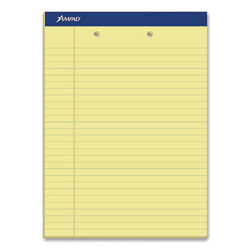 Image of Ampad® Perforated Writing Pads, Wide/legal Rule, 50 Canary-Yellow 8.5 X 11.75 Sheets, Dozen