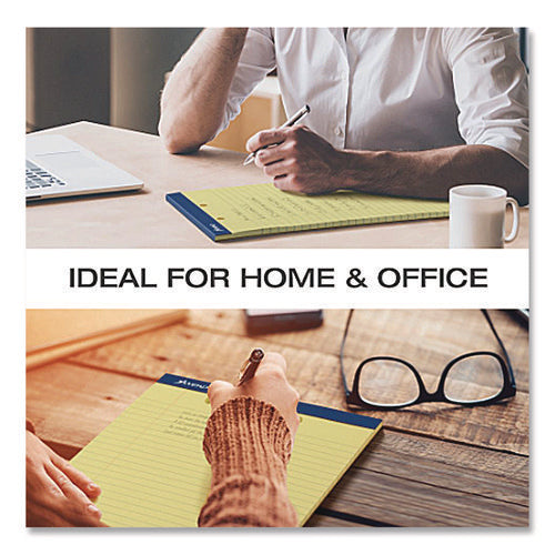 Image of Ampad® Perforated Writing Pads, Wide/legal Rule, 50 Canary-Yellow 8.5 X 11.75 Sheets, Dozen