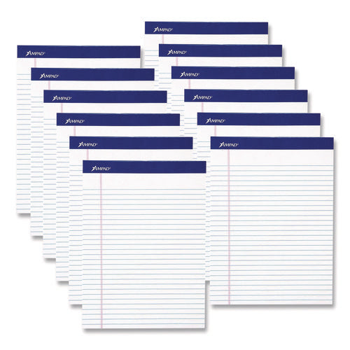 Image of Ampad® Perforated Writing Pads, Wide/legal Rule, 50 White 8.5 X 11.75 Sheets, Dozen