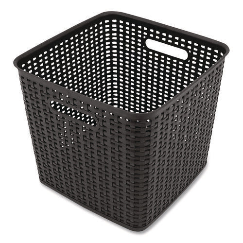 Image of Advantus Plastic Weave Bin, Extra Large, 12.6" X 11.1" X 16.6", Black