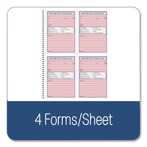 Image of Adams® Important Message Book, Two-Part Carbonless, 4 Forms/Sheet, 200 Forms Total