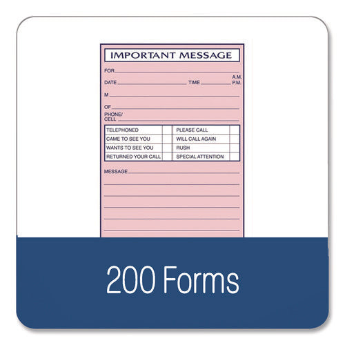 Image of Adams® Important Message Book, Two-Part Carbonless, 4 Forms/Sheet, 200 Forms Total