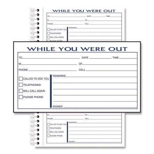 Image of Adams® While You Were Out Messages Book, Two-Part Carbonless, 5 x 2.83, 3 Forms/Sheet, 300 Forms Total