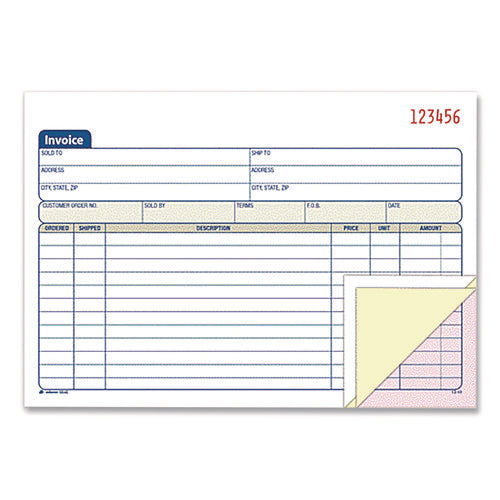 Image of Adams® Multipart General-Purpose Invoice Pad, Three-Part Carbonless, 7.94 x 5.56, 50 Forms Total