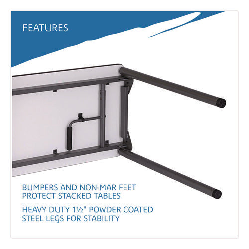 Image of Iceberg Maxx Legroom Wood Folding Table, Rectangular, 60" x 18" x 29.5", Gray/Charcoal