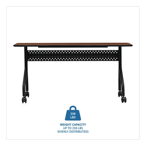 Image of Iceberg OfficeWorks Mobile Training Table, Rectangular, 60" x 18" x 29", Mahogany/Black