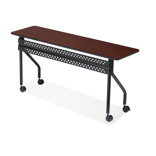 Image of Iceberg OfficeWorks Mobile Training Table, Rectangular, 60" x 18" x 29", Mahogany/Black