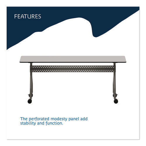 Image of Iceberg OfficeWorks Mobile Training Table, Rectangular, 72" x 18" x 29", Gray/Charcoal