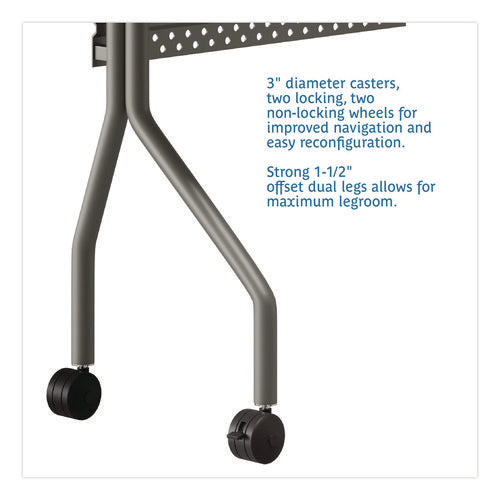 Image of Iceberg OfficeWorks Mobile Training Table, Rectangular, 72" x 18" x 29", Gray/Charcoal