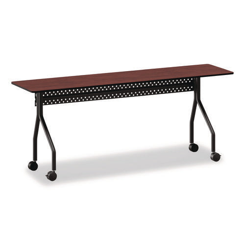 Image of Iceberg OfficeWorks Mobile Training Table, Rectangular, 72" x 18" x 29", Mahogany/Black