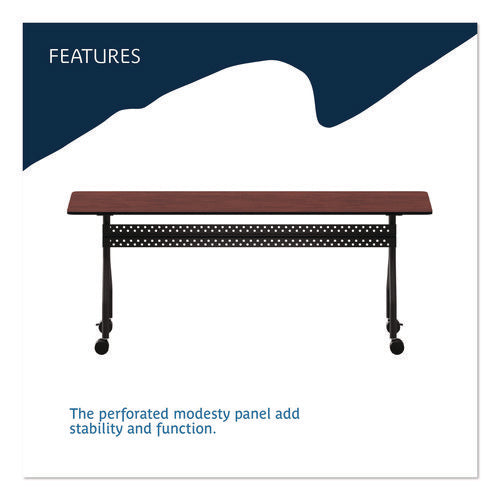 Image of Iceberg OfficeWorks Mobile Training Table, Rectangular, 72" x 18" x 29", Mahogany/Black