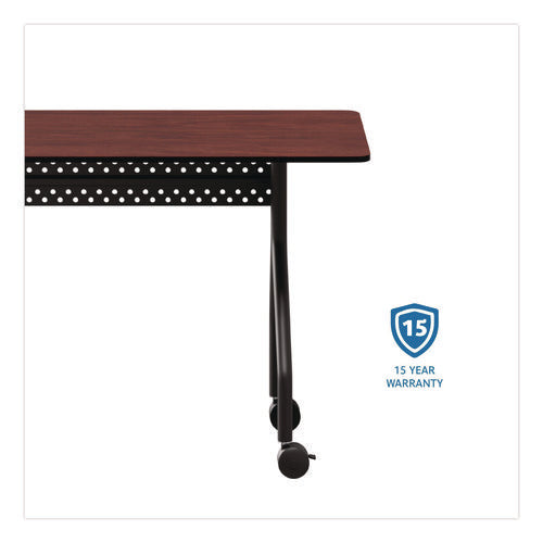 Image of Iceberg OfficeWorks Mobile Training Table, Rectangular, 72" x 18" x 29", Mahogany/Black
