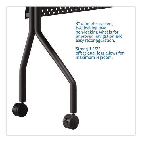 Image of Iceberg OfficeWorks Mobile Training Table, Rectangular, 72" x 18" x 29", Mahogany/Black