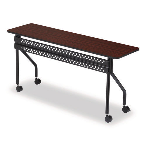 Image of Iceberg OfficeWorks Mobile Training Table, Rectangular, 72" x 18" x 29", Mahogany/Black