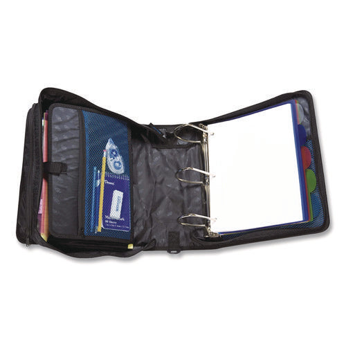 Image of Case it King Size Mighty Zip Tab Binder, 3 Rings, 4" Capacity, 11 X 8.5, Black