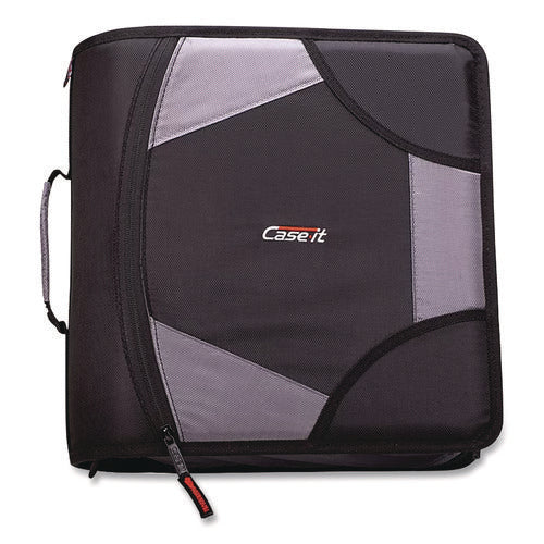 Image of Case it King Size Mighty Zip Tab Binder, 3 Rings, 4" Capacity, 11 X 8.5, Black