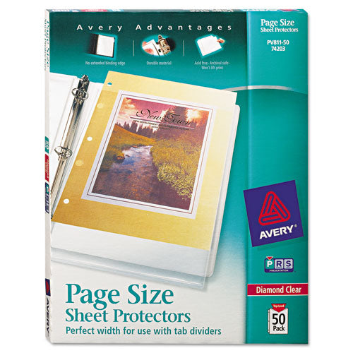 Image of Avery® Top-Load Poly 3-Hole Punched Sheet Protectors, Letter, Diamond Clear, 50/box