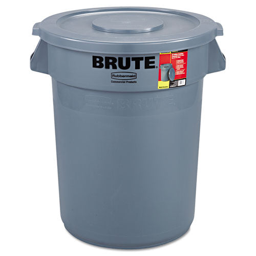Image of Rubbermaid® Commercial Brute Container with Lid, 32 gal, Plastic, Gray