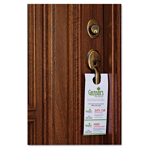 Image of Avery® Door Hanger with Tear-Away Cards, 97 Bright, 65 lb Cover Weight, 4.25 x 11, White, 2 Hangers/Sheet, 40 Sheets/Pack
