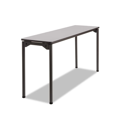 Image of Iceberg Maxx Legroom Wood Folding Table, Rectangular, 60" x 18" x 29.5", Gray/Charcoal