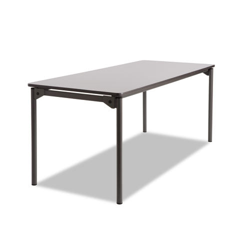 Image of Iceberg Maxx Legroom Wood Folding Table, Rectangular, 72" x 30" x 29.5", Gray/Charcoal